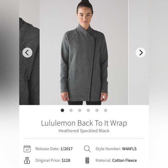 Lululemon Back To It Wrap Heathered Speckled Charcoal Black Jacket Size 4 - Picture 7 of 13